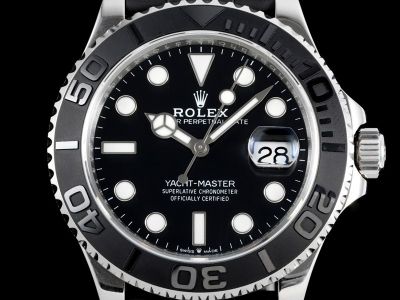 DIW Factory Rolex Yacht-master 3235 Movement 72h 42mm Black Face Oysterflex Band Watch